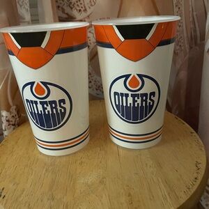 Oilers Themed Drinkware Set - Orange and Blue
